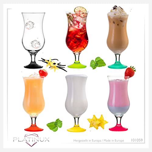 Foto von PLATINUX Cocktailgläser 400ml (max. 470ml) aus Glas Set 6-Teilig Longdrinkgläser Partygläser Hurricanegläser Groß Bunt