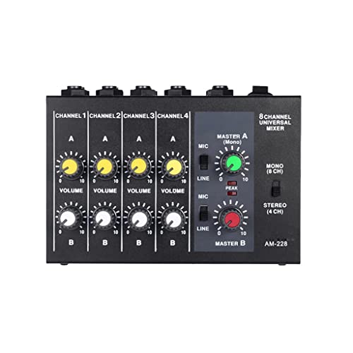 Mélangeur de son audio stéréo AM-228 en métal à 8 canaux compact