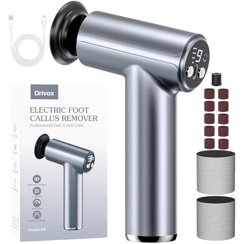 Drivox Electric Foot Callus Remover, 2-in-1 Rechargeable Portable Electric Foot