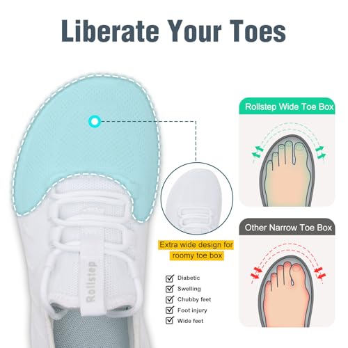 Image of Wide Toe Box Shoes Women Extra Wide Width Sneakers Air Cushion Road Running Shoes Ultra Light Tennis Gym Workout Training Shoes Breathable Walking Shoes with Arch Support
