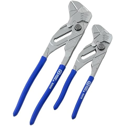 2 Pc. Pliers Wrench Set (7" and 10"), Soft Jaw Adjustable Pliers, SAE and Metric Scales, Made in Germany Cover
