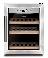 CASO WineSafe 12 - Design Weinkühlschrank mit Kompressortechnik, 1 Zone auf 5-20°C einstellbar, Lagerung von bis zu 12 Flaschen, LED beleuchtet, freistehend, Edelstahl
