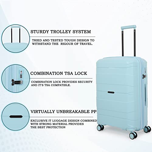 Image of it luggage Momentous Sky Blue Set of 2-24 & 20 inches Cabin with Padded Laptop Section & Medium-Expandable Polypropylene Hardsided with TSA Lock 8 Wheel Trolley Bag