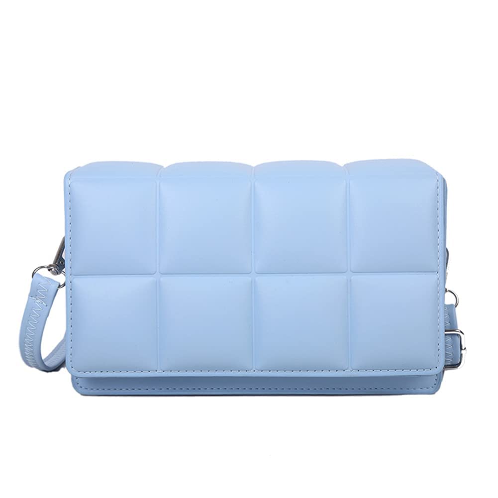 ALMURAT Womens Checker Pattern PU Leather Solid Color Casual Fashion Flap Shoulder Crossbody Messenger Bag (Blue, Small) (B0B5LQ9RG5) Amazon Price History, Amazon Price Tracker