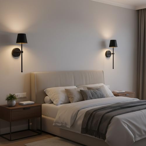 Lámparas de pared para dormitorio con luz LED regulable de diseño interior negro 7