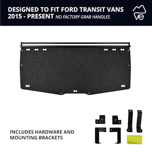 VanEssential Headliner Shelf & Curtain Rod - Ford Transit High/Medium Roof Cargo Vans without Factory Overhead Plastic by VanEssential - Image 5