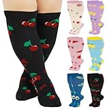 Utensilsto 6 Paar Kompressionsstrümpfe DamenHerren,Große XXXL Kompressionssocken,BunteFruchtmusterStützstrümpfeCompressionSocksfürSportReisenLaufen(40-44)