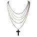 1Pcs Fashion Retro Multi-layer Chains Pendant Black Cross Metal Long Necklace