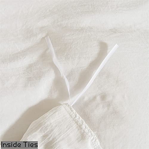 Abreeze Ruffle Duvet Cover King Soft Washed Microfiber Vintage French Country Duvet Cover Set White 3 Pieces Farmhouse Microfiber Bedding Comforter Cover Set, Soft And Lightweight #TOP6