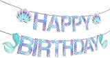 Mermaid Birthday Banner, Mermaid Party Suppliesfor Girls Boys Kids, Mermaid Happy Birthday Banner Favor Mermaid Theme Party Decoration Supplies
