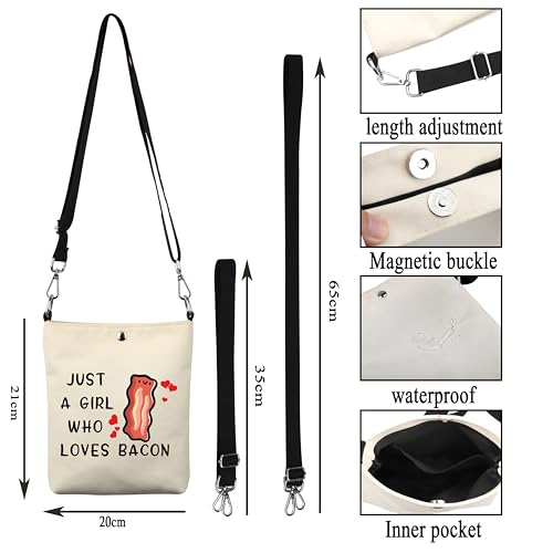 G2TUP Bacon Lover Gift Who Loves Bacon Crossbody Bag Foodie Meat Travel Bag Bacon Merch3