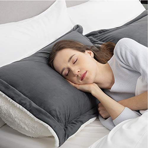 Bedsure Queen Comforter Set, Sherpa Comforters Queen Size, Grey Comforter Queen Set - 1 Gray Comforter 88X88 Inches And 2 Pillow Shams, Machine Washable #TOP5