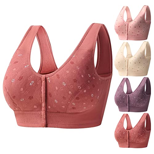 Sujetadores de cierre frontal para mujer, sujetadores de cierre frontal sin aros, cómodos, talla grande, brasier de yoga, brasier de algodón push-up, brasier de talla grande, cierre frontal, brasier