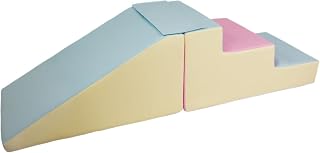 Velinda Conjunto tobogán+escaleras Bloques para Jugar para niños jardín de Infancia (Color: Rosa, Azul, Amarillo (Pastel))