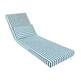 deco arts Coussin Bain de Soleil - 190x60x10 cm - Matelas pour transat avec Coussin - Déhoussable, déperlant, Anti-UV, très Confortable - 190x60x10 cm - Rayures Turquoises