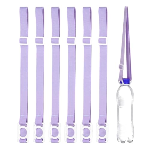 PATIKIL 2.5CM Water Bottle Lanyard, 6 Pcs Adjustable Holder Shoulder Strap with White Ring Buckle Carrier Clips for Hiking Walking Outdoor, Purple