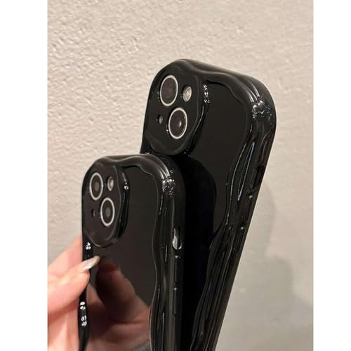 Image of KC Back Cover for Samsung Galaxy A36 5G - 3D New Curly Wave Frame Shape Shockproof Bumper Soft Silicone Case with Camera Protection (Black)