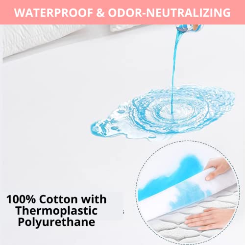 Kotton Culture 400 Thread Count Cotton Waterproof Mattress Protector With 15” Deep Pocket Elastic, Fitted Mattress Cover (White, Cal King 72 X 84 Inch) #TOP4