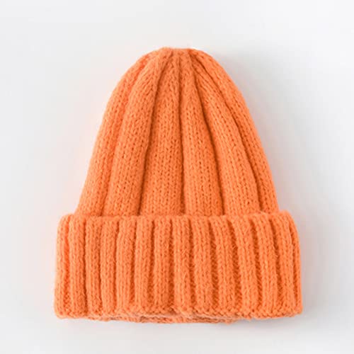 Knitted Beanie Winter Hat Skullies Beanies Women Men,Orange,48CM-56CM