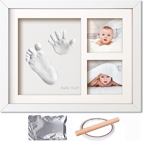 Baby Hand and Footprint Kit, Personalised Baby Gift for Newborn Girls and Boys, Keepsake Baby Shower Gifts for New Parents, Infant Milestone Photo Frame Registry and Nursery Decor