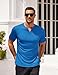 COOFANDY Muscle Tees for Men Summer Casual V Neck T Shirts Bodybuilding Fashion Hipster Shirt with Pocket Blue