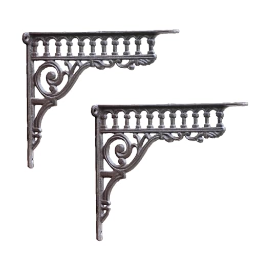 2x Escuadras para Estanterias de Hierro Fundido Retro,Soportes Flotantes para Estantes,Soporte de Estantería Decorativos de Montaje de Pared,Para Exterior y Interior,con Tornillos
