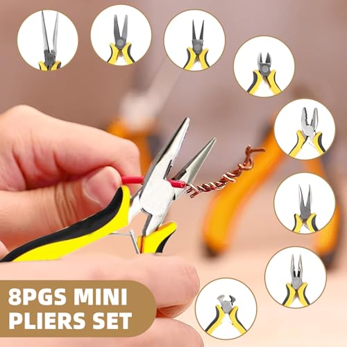 Kit de 8 mini pinces de précision avec pochette pour bijoux et électronique - 3