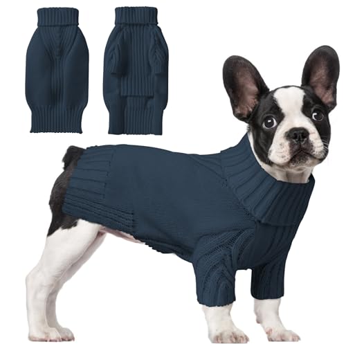 Image of Dog Sweaters for Small Medium Large Dog, Classic Turtleneck Pet Clothes Warm Thermal Doggy Winter Coat, Thick Double Knitting Collar Pullover Cold Weather Puppy Jacket for Indoor & Outdoor Wear