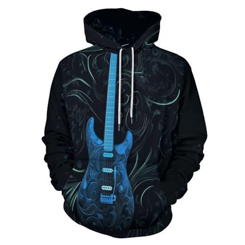 Sweat à capuche guitare électrique imprimé 3D pull de décontracté confortable avec poches