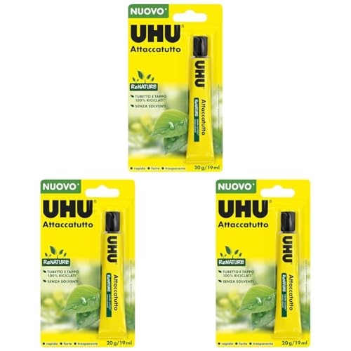 UHU Colla Attaccatutto senza solventi 20ml in blister (Confezione da 3)