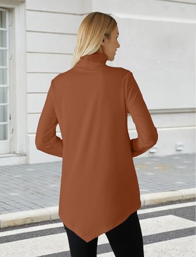 Image of JUSTFASHIONNOW Turtle Neck Shirts for Women Long Sleeve Fall Tunic Tops