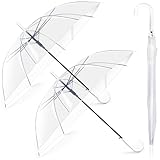 Hestya 2 Paquet Parapluies Transparents pour Mariage Parapluie Transparent pour Mariée dôme Semi Automatique Pour Femmes et Hommes,mariée, Demoiselle d'Honneur, Marié, Fête
