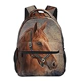 NUYFVG Mochila escolar de gran capacidad con diseño de caballo rojo y...