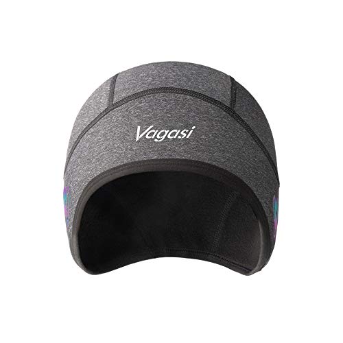 Vagasi Calotte Cyclisme Thermique sous Casque avec Les Trous de Lunettes Couvre-Oreilles Skull Bonnet Beanie Hiver Homme Femme Polaire Moto Ski Randonnée Gris Cover