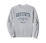 Aberystwyth Vintage Navy Crucados Remos y Ancla de Barco Sudadera
