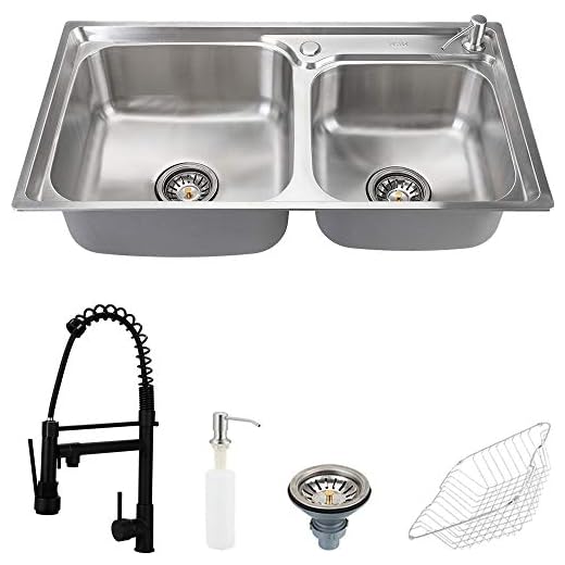 Pingoo.Casa, Kit Cuba para Cozinha com Acessórios, Pia Dupla, Gourmet, Aço Inox, Potiguara e Torneira Misturador Monocomando, Munim, Preto