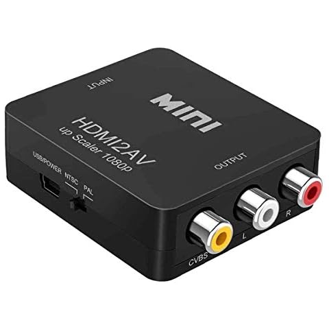 HDMI to RCA, 1080p HDMI to AV 3RCA CVBs Composite Video Audio Converter Adapter Supports PAL/NTSC for TV Stick, Roku, Chromecast, Apple TV, PC, Laptop, Xbox, HDTV, DVD-Black Cover
