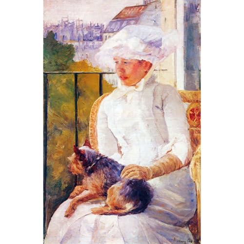 Toile roulée Dame avec chien de Cassatt 127x101 cm pour une décoration murale unique