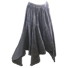 Material: 100% Baumwolle Dark Dreams Gothic Mittelalter Rock Zipfel Witchy Hexe Skirt Pixie Hem Alternative Kleidung Oliv schwarz weinrot Bordeaux 36 38 40 42 44 46 48 Elys, Farbe:schwarz, Größe:S/M