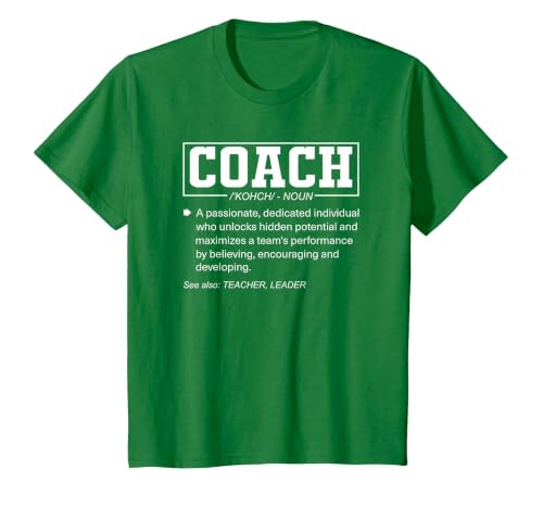 Coach Definition Funny Coach's Sports Instructor T-Shirt, Youth, Kelly Green, Small