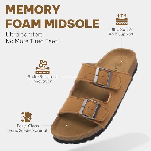 Shondo Unisex Footbed Slide Sandal – Comfortable Arch Support Outdoor Sandals with Memory Foam & Adjustable Buckle, Lightweight & Anti-Slip for Women and Men2