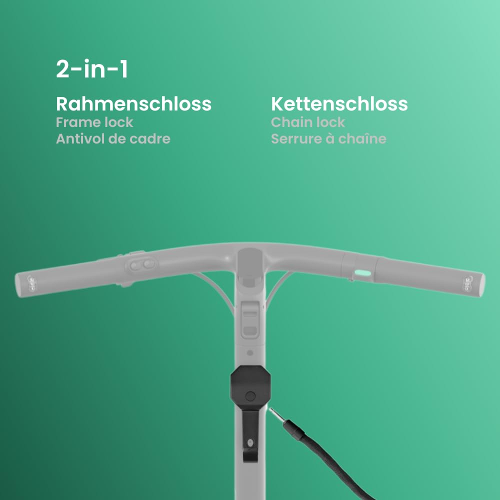 Egret Easy Lock 2-in-1 - E-Scooter Schloss, 120 cm E Roller Schloss mit hoher Sicherheitsstufe und Schlüssel, Kompatibel mit Egret Ey! und X, Schwarz