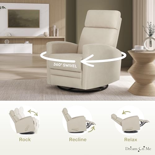 Image of Dream On Me Chatham Basic Nursery Rocking Glider in Lenin, 360 Swivel Motion, FSC Certified, Greenguard Gold & JPMA Certified Nursery Glider, Three Rocking Modes Nursery Glider Recliner