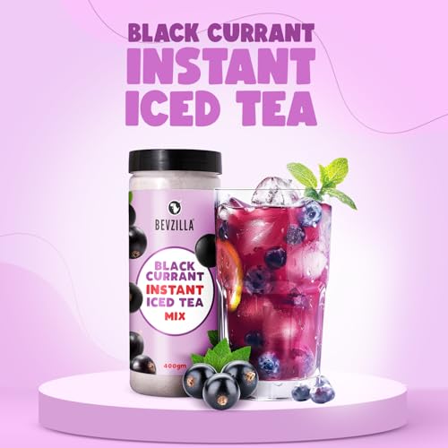 Image of Bevzilla Black Currant,Blueberry,Lemon,Watermelon & Peach Passion Instant Ice Tea Powder Combo - 400g Each Jar | Refreshing Summer Iced Tea Drink | Instant & Easy to Make (Pack of 3)
