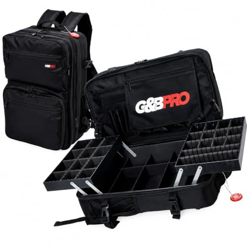 G&BPRO Mobile Workstation Backpack with Patented Extending Tray System, (Full Size) 24L Travel Bag for Barber Tools, Hairstylist Travel Case, Makeup Artist Kit & Portable Organizer, Black