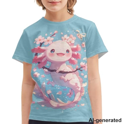 Image of Novelty 3D Graphic T Shirts for Kids Crew Neck Funny Animal Print Short Sleeve Girls Tshirts 3-16 Years