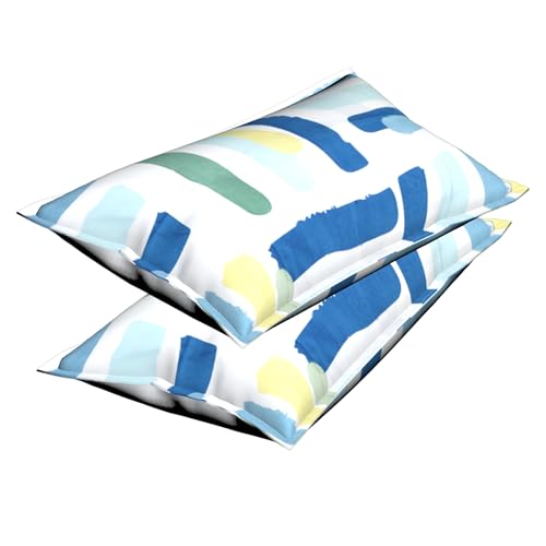 Image of Wakewell Pillow Cover Set of 2 | Standard Size | Soft & Breathable | Machine Washable | Bedroom & Living Room (Blue Abstract)