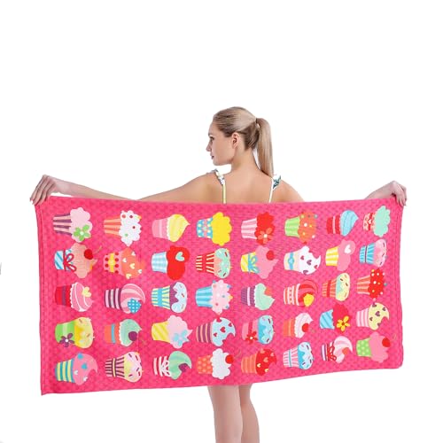 Auxory CY-BEACH TOWEL Microfiber Beach Towel Set Oversized Large Quick Dry Soft Thin Sand Free Cute Ice Cream Design 30×60 Inch Beach Towels cover