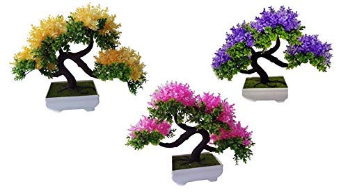 Breewell Bonsai Wild Plant Artificial Plant with Pot | Red & Green-BW09 3