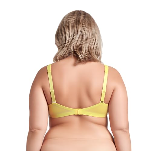 Image of Curve Muse Plus Size Minimizer Unlined Wireless Bra with Lace Embroidery-3Pack